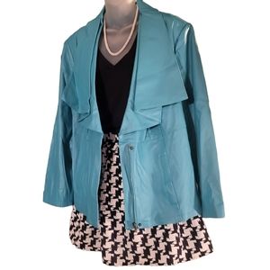 NWT Turquoise Blue Leather Jacket by Jessica London in sz 24